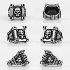PENDRA Skull Zircon Crystal Steel Ring