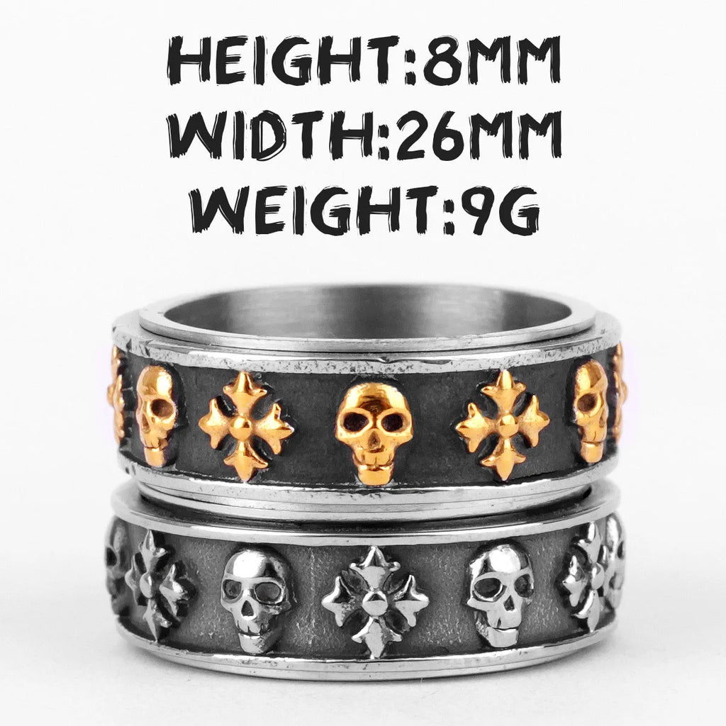 PENDRA Cross Skull Rotatable Ring