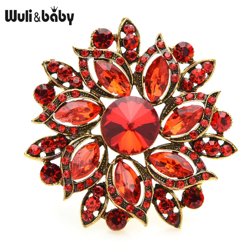 PENDRA Solara Luxury Crystal Sunflower Brooch