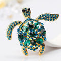 PENDRA Emerald Sea Turtle Crystal Brooch