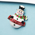 PENDRA Enamel Happy Snowman Brooch