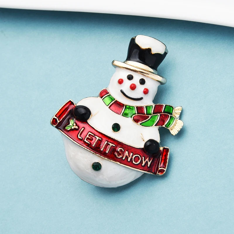 PENDRA Enamel Happy Snowman Brooch
