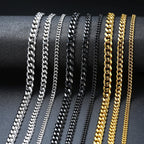 Cuban Link Chain Necklace for Men Women,3 to 7mm Stainless Steel Choker,Basic Jewelry Gift