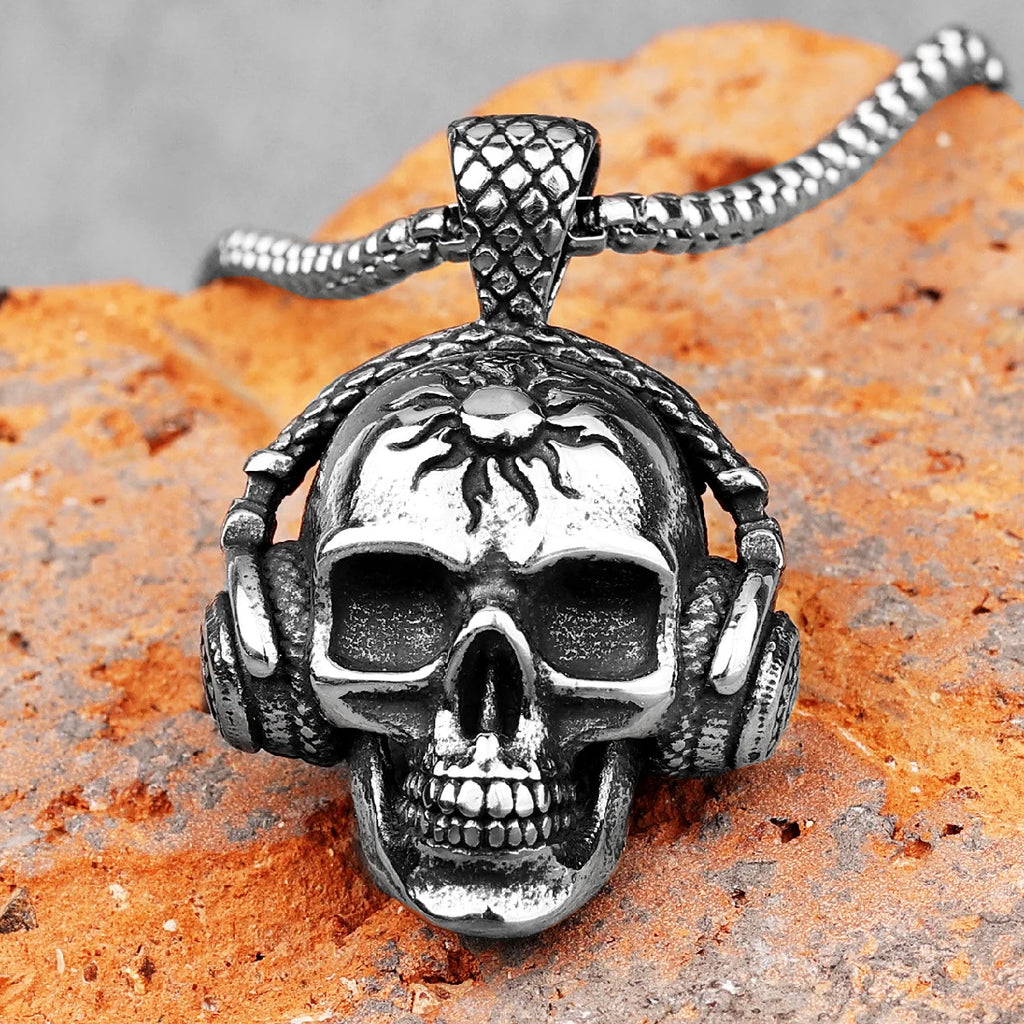 PENDRA Death Rock Headphone Steel Necklace