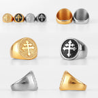 PENDRA Catholic Lorraine Cross Steel Ring