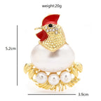 PENDRA Chicken Hens Pearl Egg Cute Animal Brooch