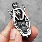 PENDRA Horned Demon Skull Steel Necklace