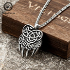 PENDRA Bear Claw Rune Steel Necklace