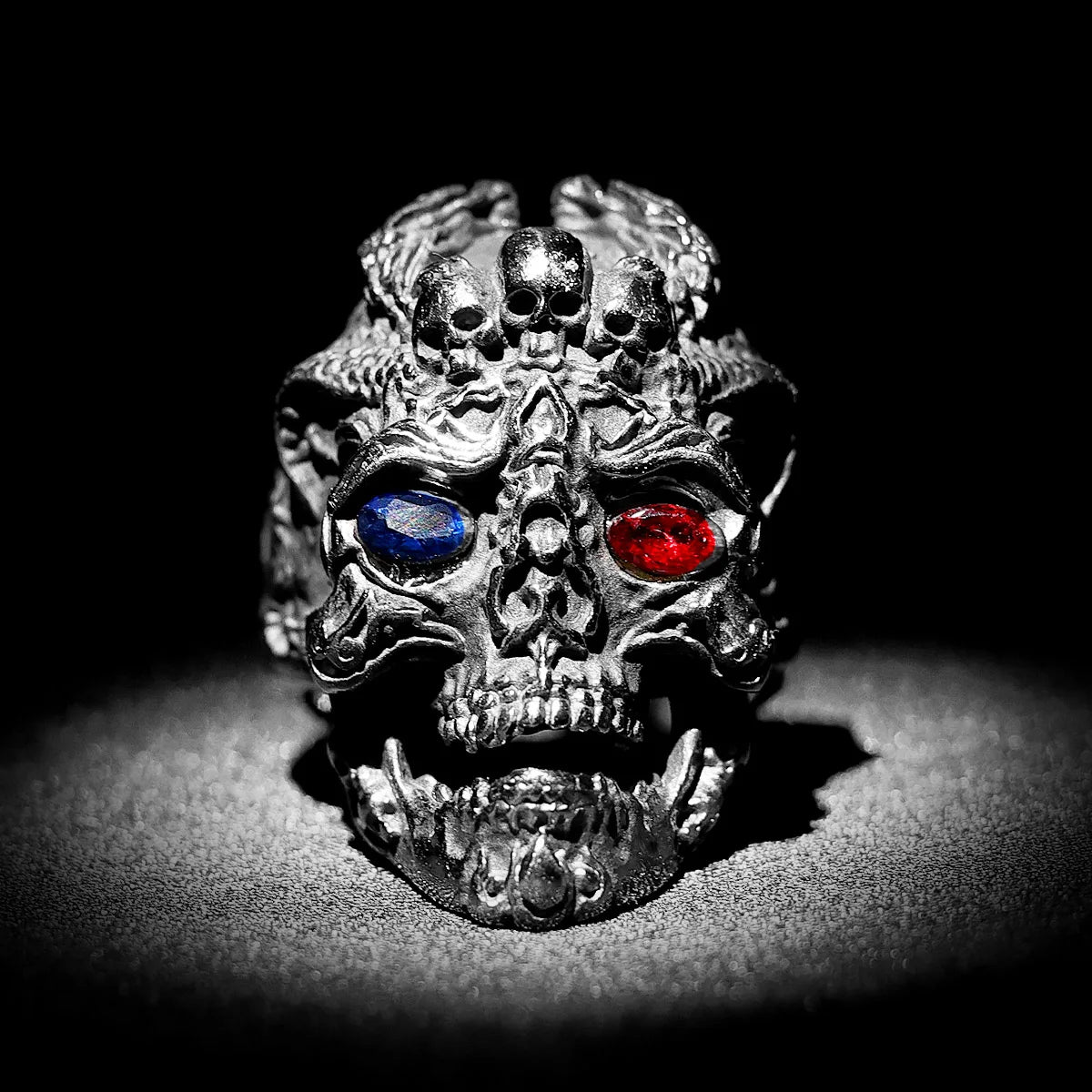 PENDRA Domineering Hades Skull Steel Ring
