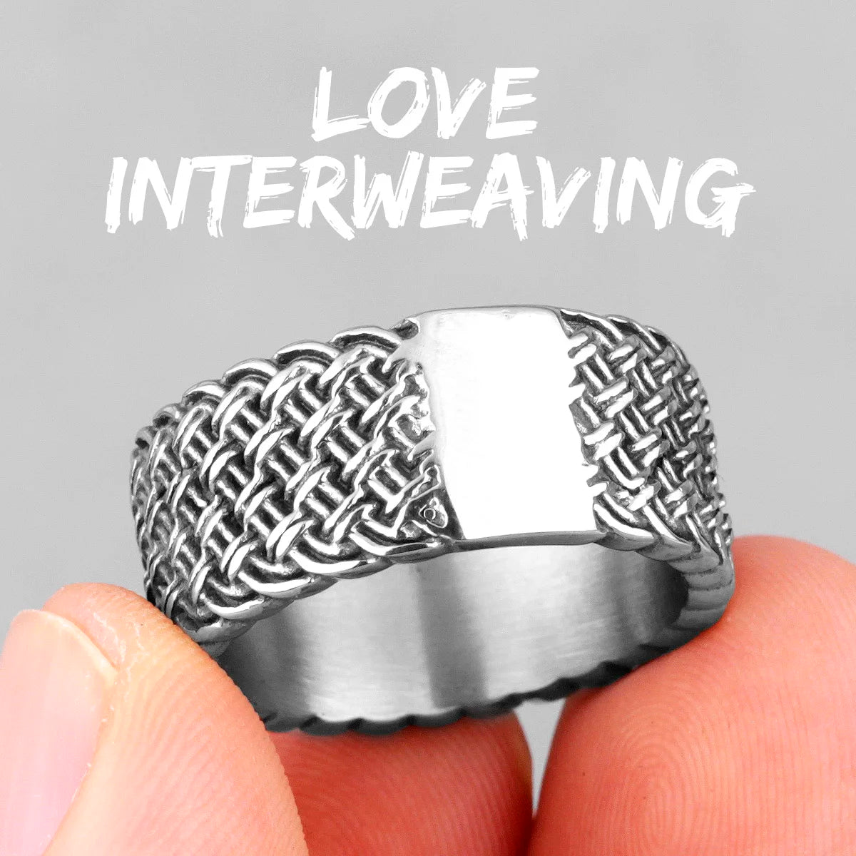 PENDRA Grid Weave Industrial Steel Ring