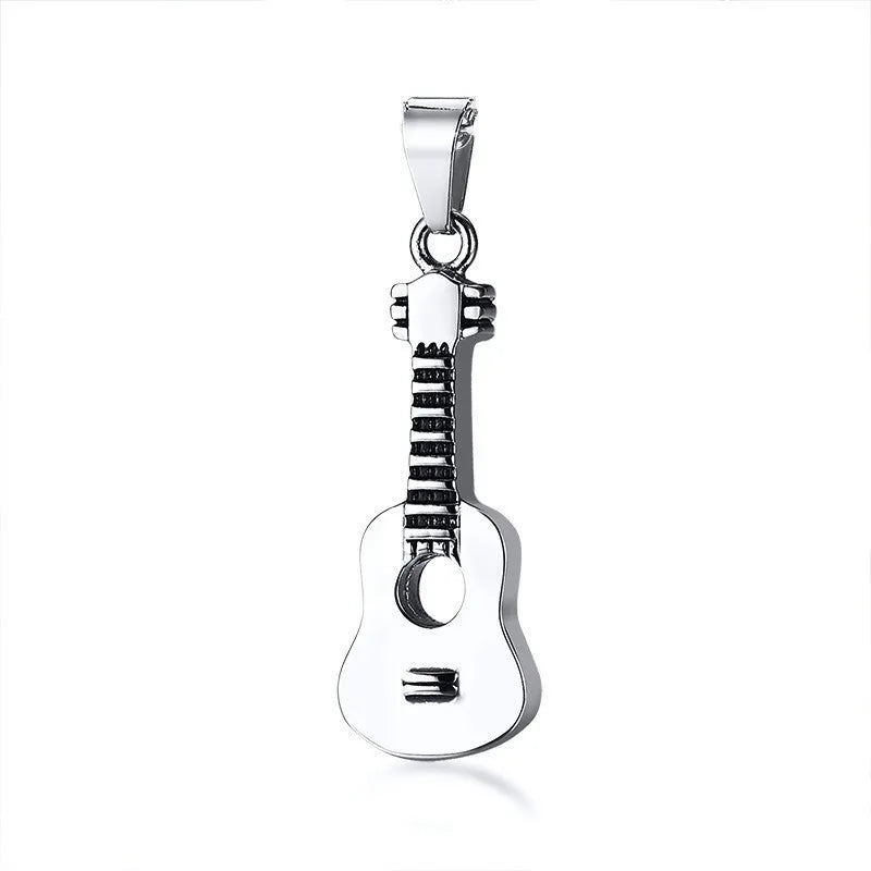 Guitar Pendant Necklace for Men Stainless Steel Ashes Memorial Unisex Jewelry