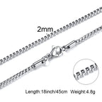 1/2/3mm Box Chain Necklaces for Men Women,Delicate Square Stainless Steel Chains Links Collars,Jewelry Gift 18To24 Inch
