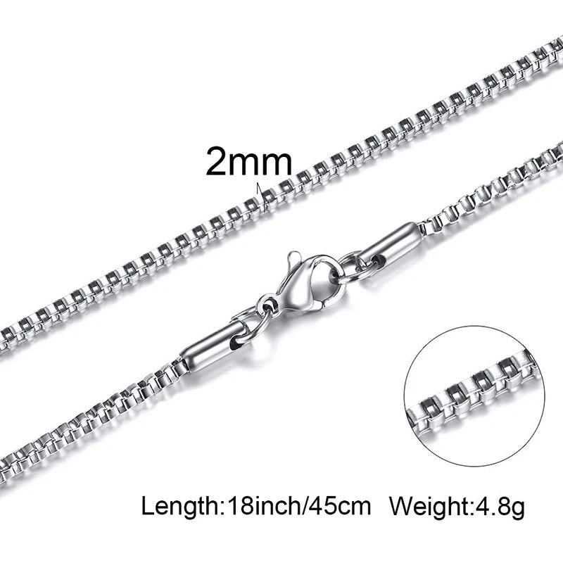 1/2/3mm Box Chain Necklaces for Men Women,Delicate Square Stainless Steel Chains Links Collars,Jewelry Gift 18To24 Inch