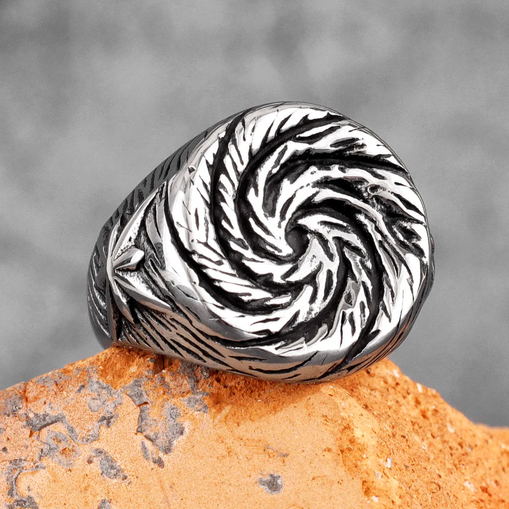 PENDRA Hole Swirl Boyfriend Steel Ring