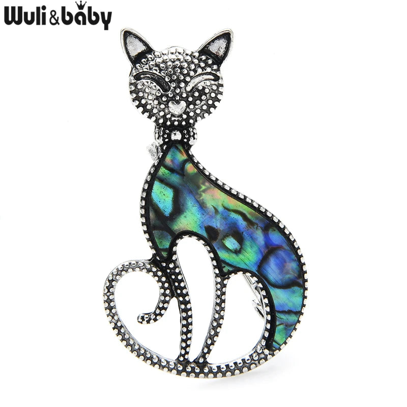 PENDRA Smiling Cat Natural Shell Brooch