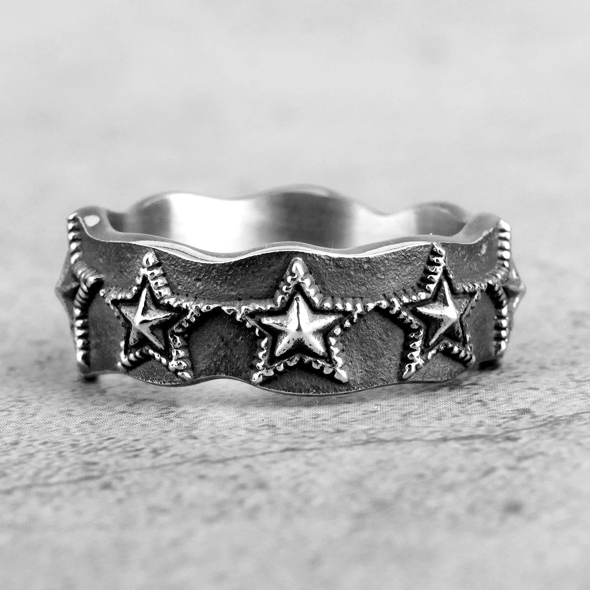 PENDRA Starfish Stars Wedding Steel Ring