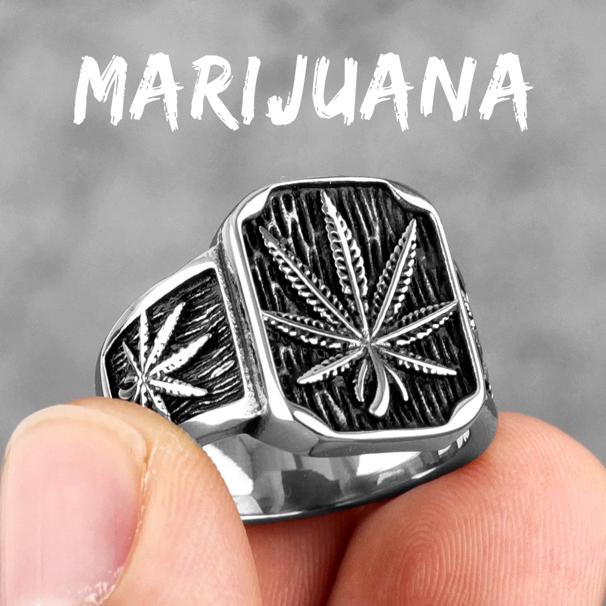PENDRA Hemp Leaves Boyfriend Steel Ring