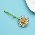 PENDRA Dandelia Green Enamel Dandelion Brooch