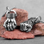 Anger Fist Fitness Long Men Necklaces Pendants Chain Punk for Boyfriend Male Stainless Steel Jewelry Creativity Gift Wholesale