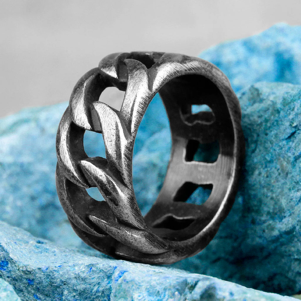PENDRA Old Weave Cutout Steel Ring
