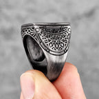 PENDRA Black Brushed Pattern Ring