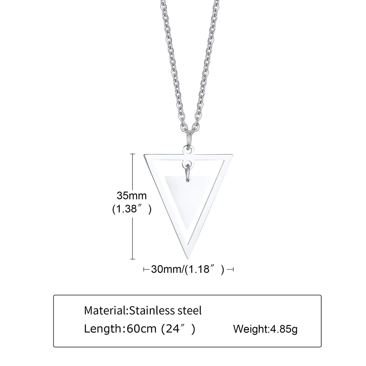BLACK TRIANGLE NECKLACE FOR MEN STAINLESS STEEL CHAIN MENS GEOMETRIC PENDANT NECK JEWELRY