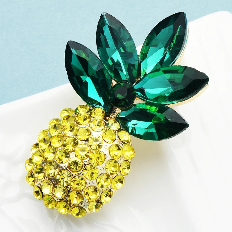 PENDRA Tropica Shimmering Rhinestone Pineapple Brooch