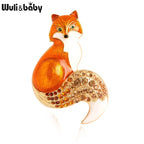PENDRA Clever Fox Rhinestone Enamel Brooch