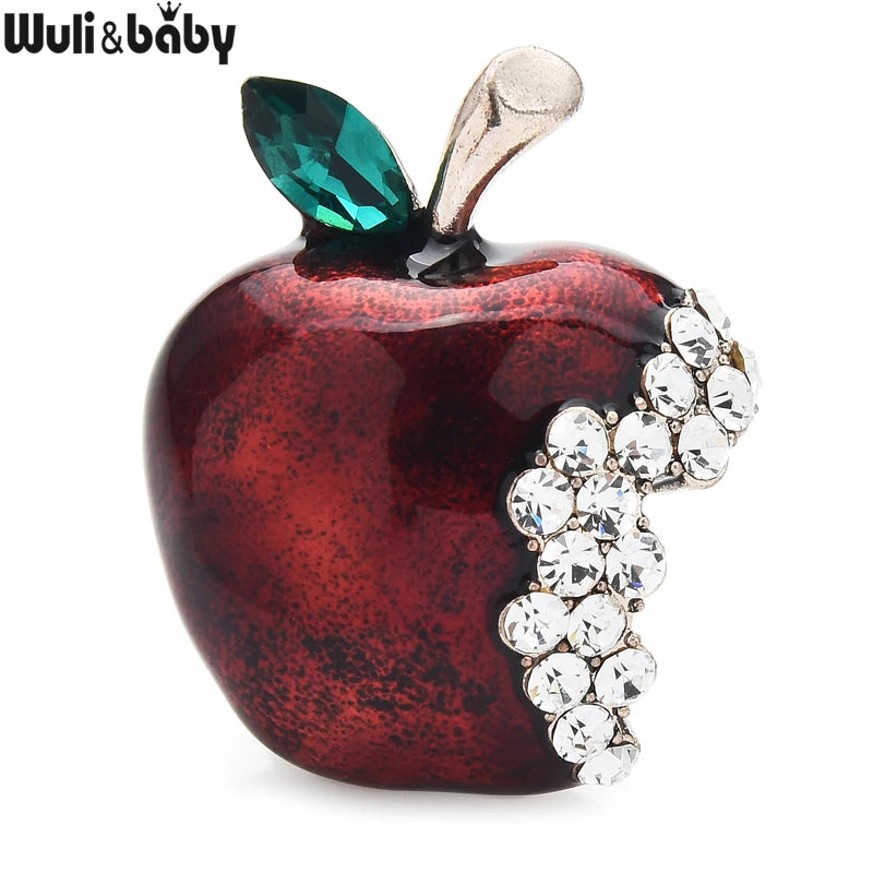 PENDRA Appellia Rhinestone Apple Brooch