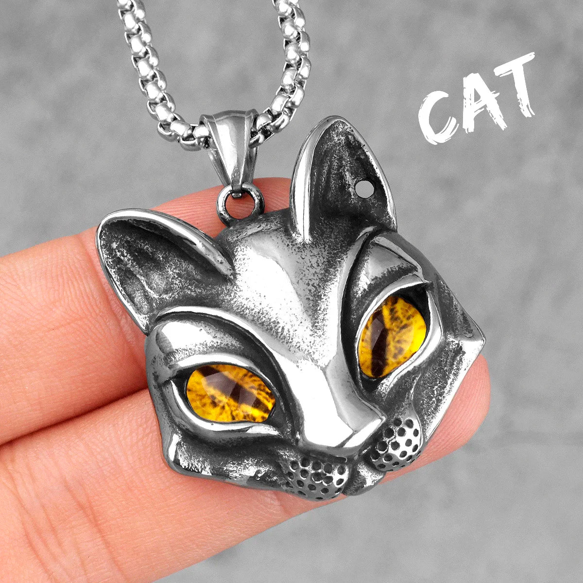 PENDRA Animal Cat Eyes Steel Necklace