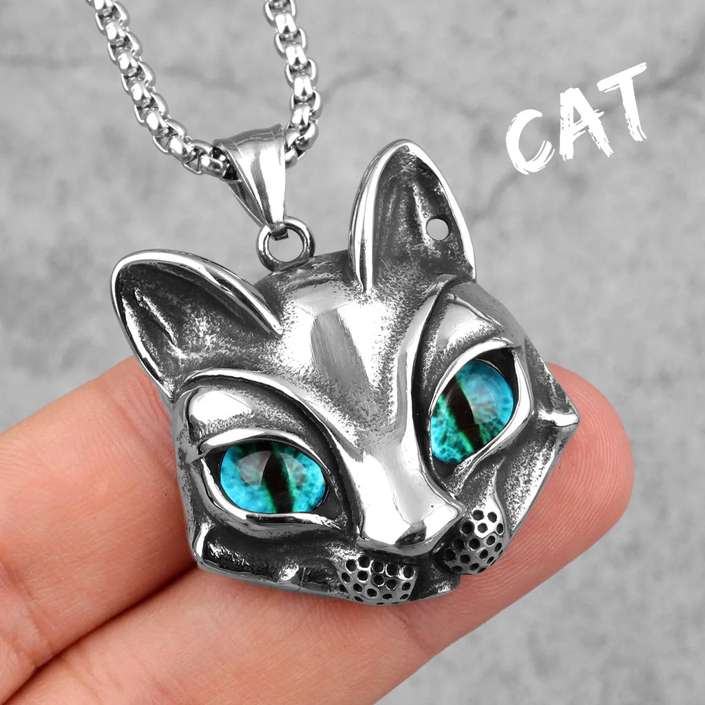 PENDRA Animal Cat Eyes Steel Necklace