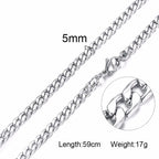 Figaro Necklace Men,Stainless Steel Curb Chain, Man Necklace, 5 to 8mm Link Chain