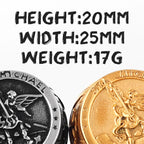 Archangel Saint Michael Exorcism Stainless Steel Mens Rings Punk Amulet for Male Boyfriend Jewelry Creativity Gift Wholesale