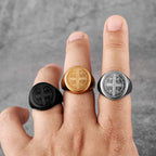 Catholicism Saint Benedict's Exorcism Stainless Steel Mens Rings Hip Hop for Male Boyfriend Jewelry Creativity Gift Wholesale