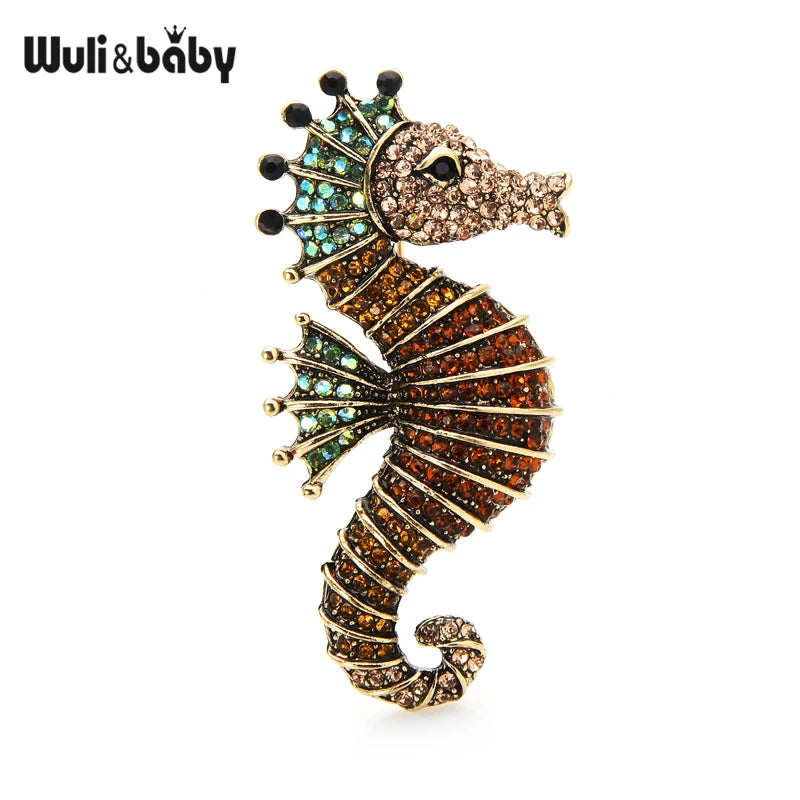 PENDRA Marina Rhinestone Seahorse Brooch