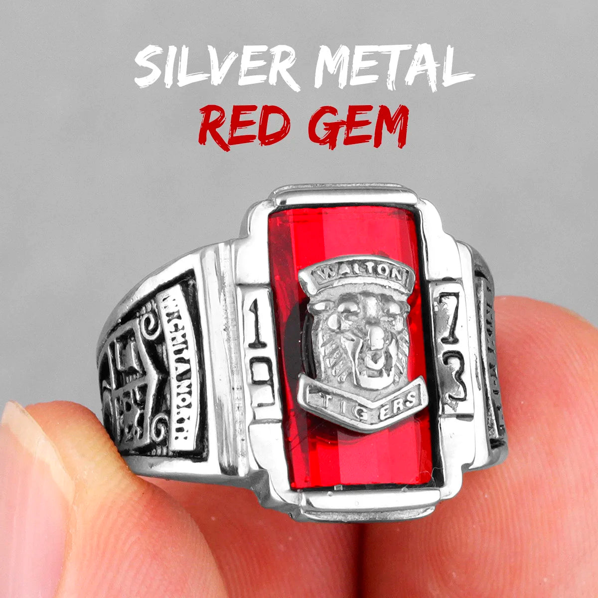 PENDRA Walton Tiger Rhinestone Steel Ring
