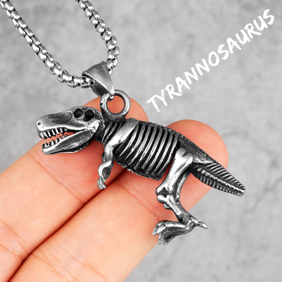 PENDRA Tyrannosaurus Dinosaur Fossil Steel Necklace