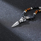 TIBETAN BUDDHIST PHURBA KILAYA THE MAGIC KNIFE WITH TIGER’S EYE LAVA STONE NECKLACE FOR MEN JEWELRY