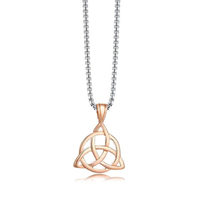 Lucky Triquetra Knot Charm Pendant Necklace Stainless Steel Irish Jewelry for Men Unisex