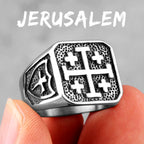 Jerusalem Cross Religion Stainless Steel Mens Rings Simple Retro for Male Boyfriend Biker Jewelry Creativity Gift Wholesale