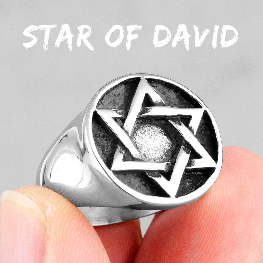 PENDRA Judaism Hexagram Star Steel Ring