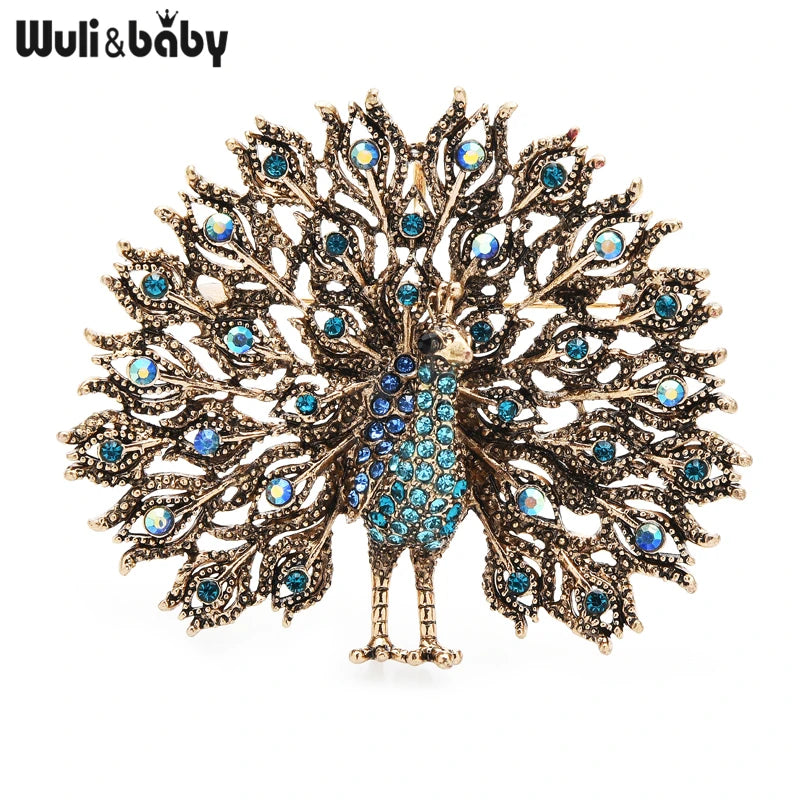 PENDRA Sparkling Peacock Multicolor Brooch