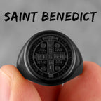 Catholicism Saint Benedict's Exorcism Stainless Steel Mens Rings Hip Hop for Male Boyfriend Jewelry Creativity Gift Wholesale