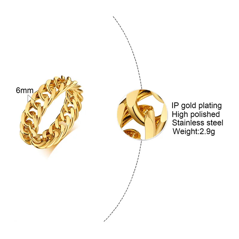 PENDRA Miami Cuban Curb Steel Ring