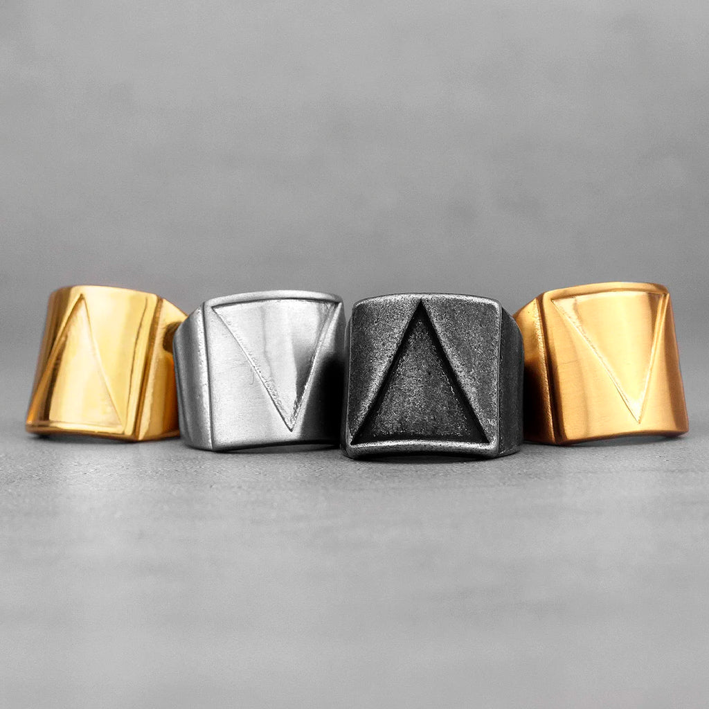 PENDRA Triangle Golden Boyfriend Steel Ring