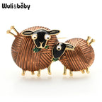 PENDRA Cute Eating Grass Couple Sheep Brooch