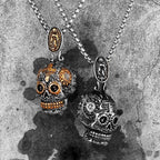 PENDRA Steampunk Cross Skull Steel Necklace