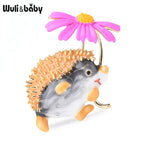 PENDRA Meadow Hedgehog Enamel Animal Brooch