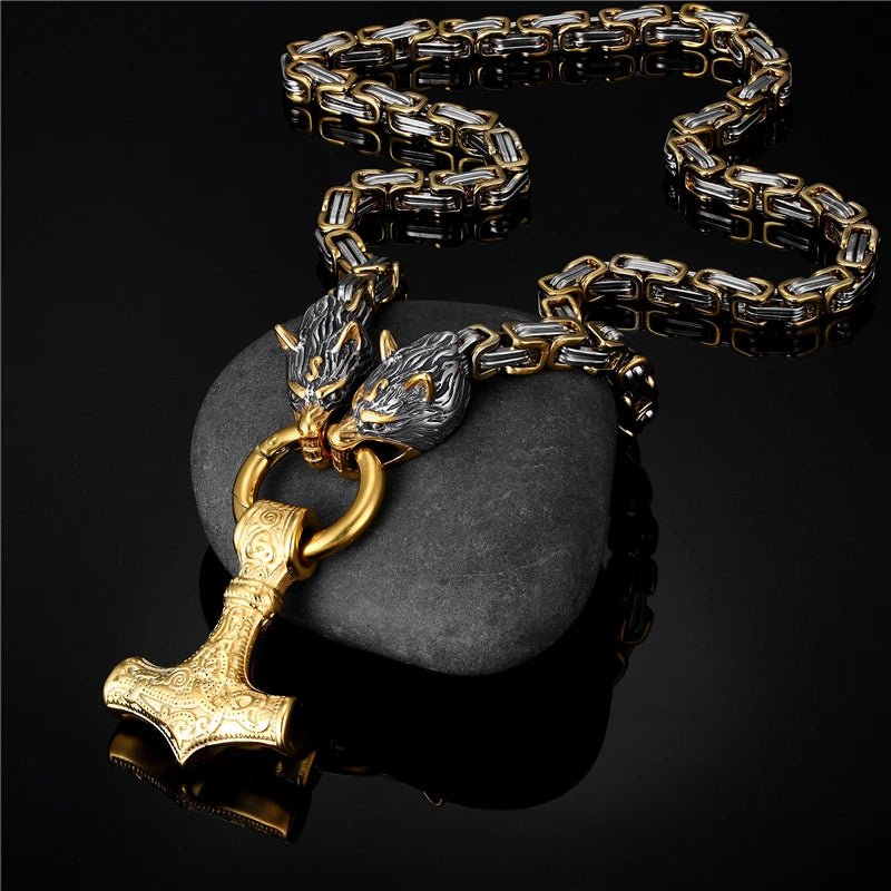 PENDRA Wolf Rune Steel Necklace