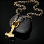 PENDRA Wolf Rune Steel Necklace